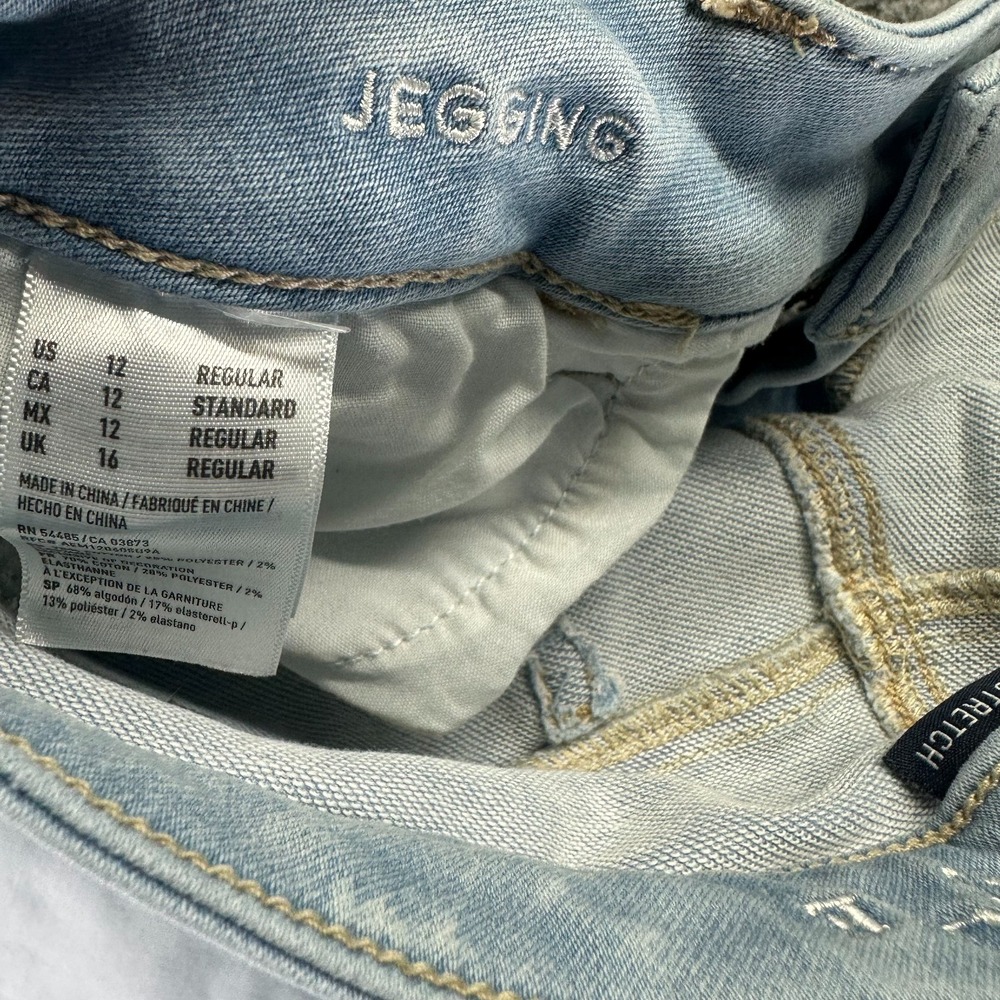 American Eagle Outfitters 360 Jeans Womens 12 Blue Denim Jegging Faded Stretch - Picture 7 of 12